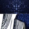 Women's V Neck Sequin Formal Evening Dress Tassel Bead Sleeve Mermaid Long Gown 1920S Party Maxi Military Dress
