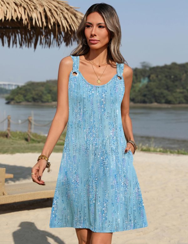81KFjnEY2uL.jpg Summer Dresses for Women Boho Beach Dress Sleeveless Sundresses with Pockets Casual Loose Tank Tshirt Sun Dress