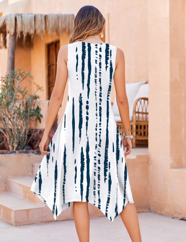 81MDZiG2fXL.jpg Womens Casual Dress for Summer Tank Dress Loose Flowy Beach Dress with Pockets Hankerchief Flare Midi Sundress 2025