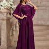 Women's Elegant Style Sequin Lace Contrast Chiffon Bridesmaid Party Maxi Dress