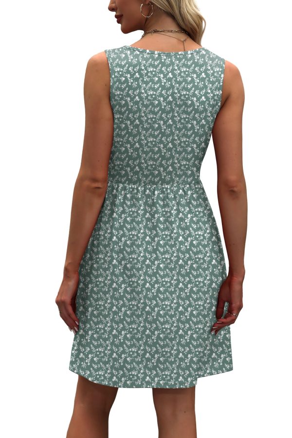81QnYftiHbL.jpg Women's Summer Dress 2025 A-Line Sleeveless Casual Sundress with Pockets Floral/Solid