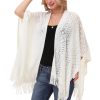 Knit Shawl Wrap for Women - Soul Young Ladies Fringe Knitted Poncho Blanket Cardigan Cape(One Size,Cream White)