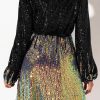 828 - Plus Size Long Sleeves Wrapped V Neck Sequins Skater Style Cocktail Evening Club Dress