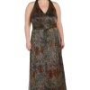 Womens Maxi Metallic Evening Dress