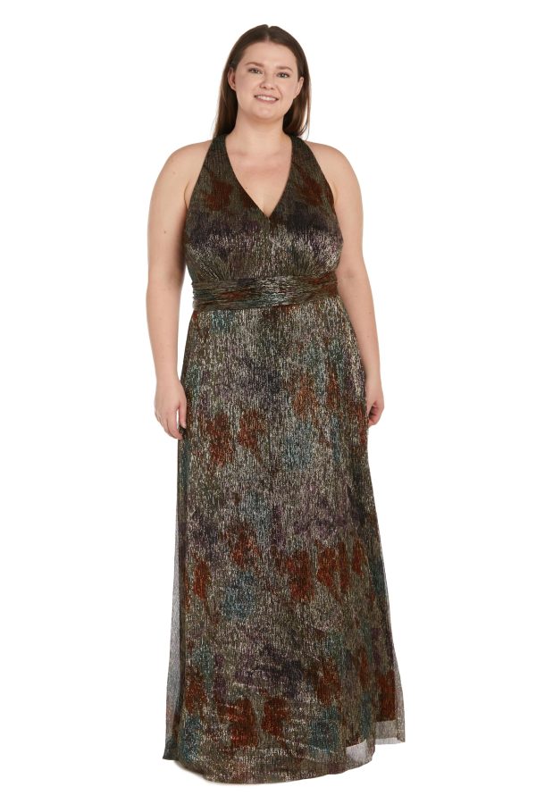 Womens Maxi Metallic Evening Dress