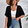 Women's Plus Size Lightweight Open Front Cardigan 3/4 Sleeve Cover Ups Shrugs Shawls and Wraps Kimono Jacket Coat