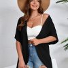 Women's Plus Size Lightweight Open Front Cardigan 3/4 Sleeve Cover Ups Shrugs Shawls and Wraps Kimono Jacket Coat