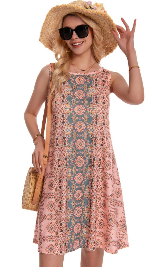 81WIDJJZ-qL.jpg Summer Dresses for Women Beach Boho Sleeveless Vintage Floral Flowy Pocket Tshirt Tank Sundresses