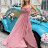 Asymmetrical Cowl Neck Bridesmaid Dresses Long Ruffle Chiffon Empire Waist Formal Party Gowns with Pockets 2025