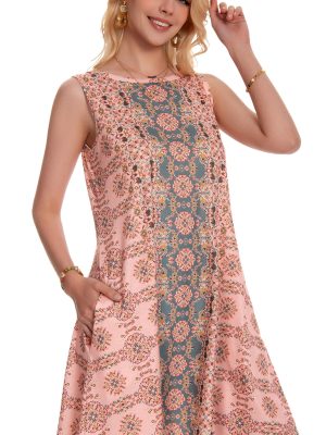 Summer Dresses for Women Beach Boho Sleeveless Vintage Floral Flowy Pocket Tshirt Tank Sundresses