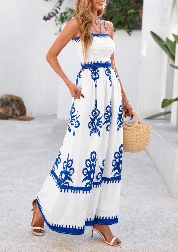 81YotpIzrL.jpg Summer Dress for Women 2025 Floral Sundress Spaghetti Strap Flowy Beach Vacation Boho Maxi Dresses