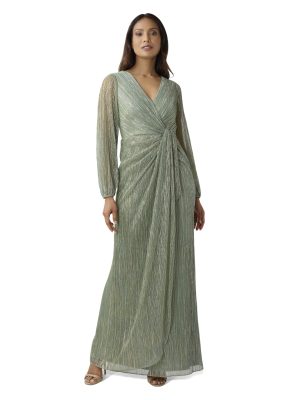 Women's Metallic Mesh Draped Gown