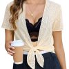 Women's Y2K Tie Front Shrugs Sheer Bolero Cropped Cardigan Short Sleeve Lightweight Tops