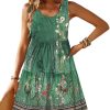 Womens Summer Sundress Boho Floral Casual Tank Dresses with Pockets Sleeveless Tiered Swing A Line Beach Dress