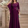 Women's Elegant Style Sequin Lace Contrast Chiffon Bridesmaid Party Maxi Dress