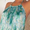 Women's Floral Halter Dresses Sexy Backless Pleated Dress Flowy Mini Summer Dresses Party Vacation