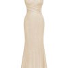 Women's V Neck Glitter Sequin Ruched Cocktail Party Long Dress
