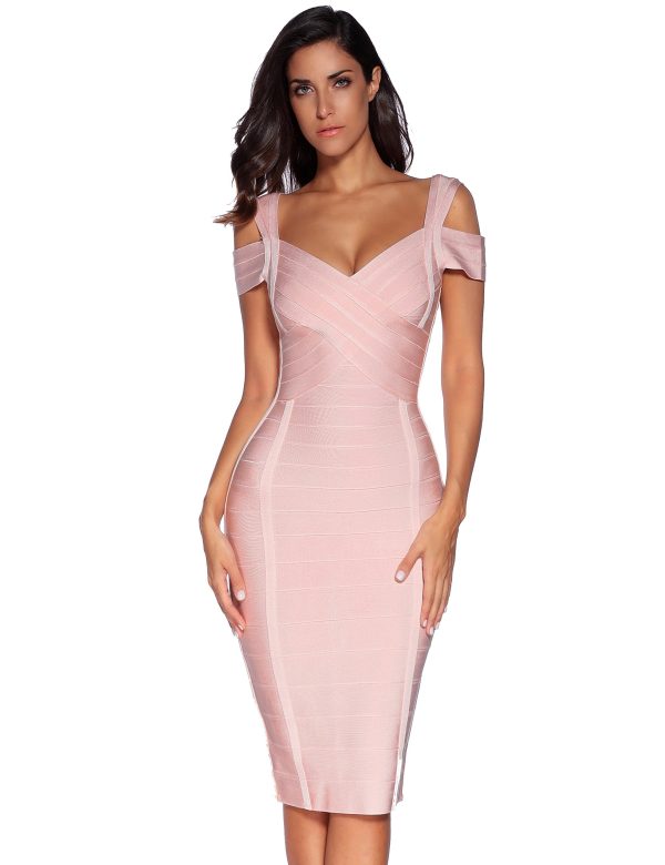 81h6gdwLiJL.jpg Cold Shoulder Bandage Bodycon Dress for Women Wedding Guest Dress Birthday Party Event Dress