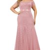 Women's Plus Size Formal Off Shoulder Vintage Floral Lace Mermaid Maxi Evening Party Dress