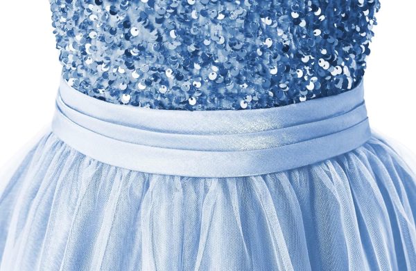 81hneT6jEYL.jpg Flower Girl Dresses Wedding Bridesmaid Sequins Tulle Puffy Skirt Girls Birthday Party Pageant Gown Floor Length
