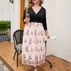Women's Plus Size Sequin 3/4 Sleeves Evening Gown Party Long Maxi Dress