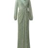 Women's Metallic Mesh Draped Gown
