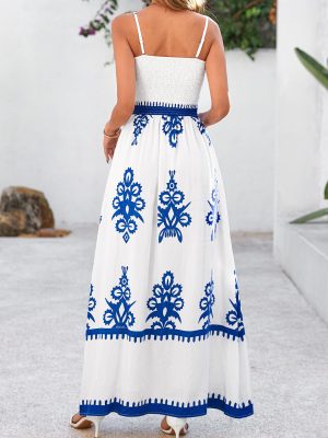 Summer Dress for Women 2025 Floral Sundress Spaghetti Strap Flowy Beach Vacation Boho Maxi Dresses