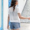 Womens Sheer Shrug Tie Front 3/4 Sleeve Cropped Bolero Cardigan