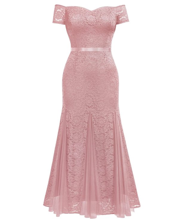 81mAwUT6ECL.jpg Women's Plus Size Formal Off Shoulder Vintage Floral Lace Mermaid Maxi Evening Party Dress