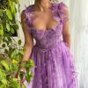 Tulle 3D Butterflies Prom Dresses for Women Spaghetti Straps Embroidered Sweetheart Formal Evening Party Gowns