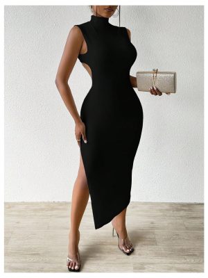 Women's Open Low Back Cut Out Maxi Dress Summer Graduation Backless Night Out Bodycon Tank Long Sundresses