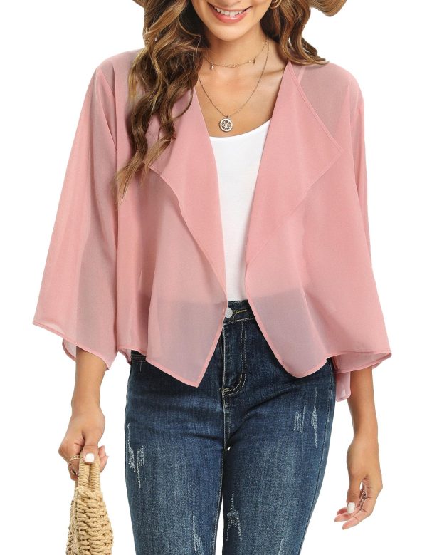 Womens Summer Tops Short Shrugs Kimono Cardigans Casual Chiffon Bolero Jackets