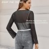 Womens Sheer Shrug Tie Front Long Bell Sleeve Mesh Bolero Lightweight Summer Casual Short Shawl Top