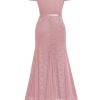 Women's Plus Size Formal Off Shoulder Vintage Floral Lace Mermaid Maxi Evening Party Dress