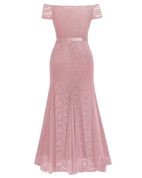 81r6RrLF0zL.jpg Women's Plus Size Formal Off Shoulder Vintage Floral Lace Mermaid Maxi Evening Party Dress