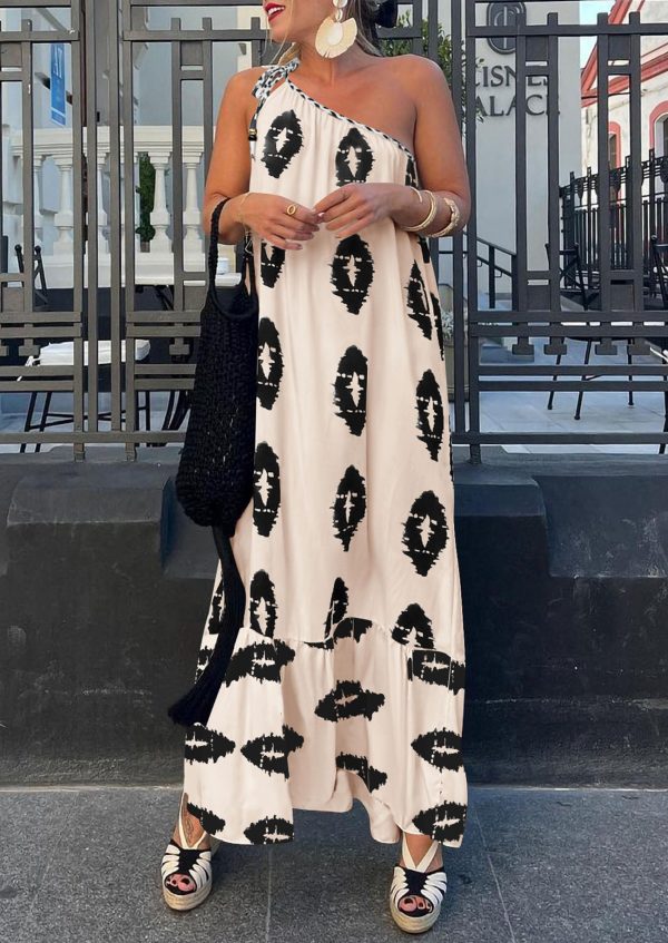 81rrFiZHX2L.jpg Women's 2025 Summer Maxi Dresses One Shoulder Printed Flowy Boho Beach Vacation Long Sundress