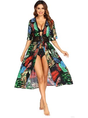 Women's Swimwear Cover Ups Sexy Open Front Beach Bikini Swimsuit Kimono Cardigan Cover Up Long Flowy Beachwear