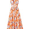 Women's Summer Floral Dress 2025 Spaghetti Strap Smocked Tiered Casual Boho Maxi Long Sundress with Pockets
