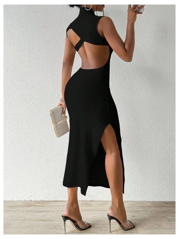 Women's Open Low Back Cut Out Maxi Dress Summer Graduation Backless Night Out Bodycon Tank Long Sundresses