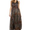 Womens Maxi Metallic Evening Dress