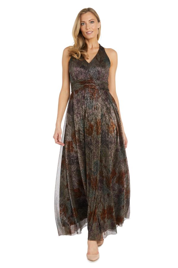 Womens Maxi Metallic Evening Dress