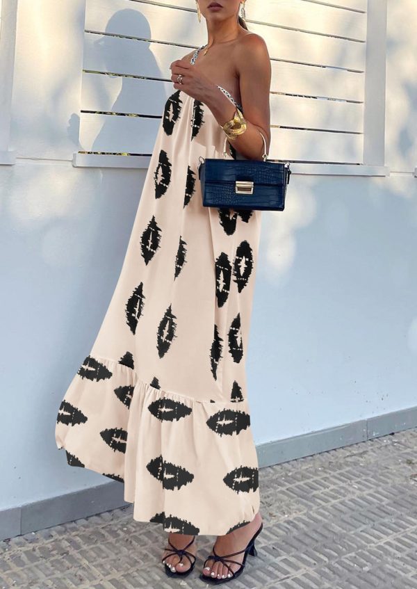 81xKlCshyoL.jpg Women's 2025 Summer Maxi Dresses One Shoulder Printed Flowy Boho Beach Vacation Long Sundress