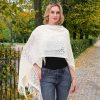 Knit Shawl Wrap for Women - Soul Young Ladies Fringe Knitted Poncho Blanket Cardigan Cape(One Size,Cream White)