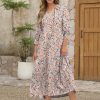 Women's Boho Maxi Dresses 2025 Summer Casual V Neck Puff Sleeve Floral Tiered Flowy Swing Beach Vacation Long Dress