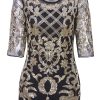 Vintage 1920s Long Wedding Prom Dresses 2/3 Sleeve Sequin Party Evening Gown