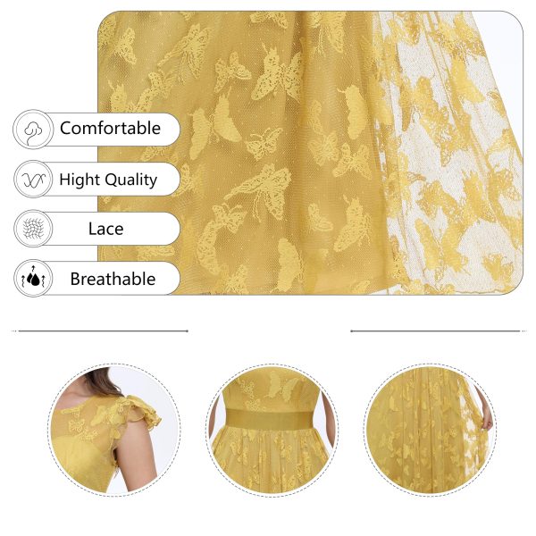 91UjNQ4tE5L.jpg Women's Midi Formal Dress 2025 Flutter Short Sleeve Crewneck Lace Wedding Guest Party Dresses