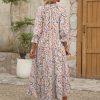 Women's Boho Maxi Dresses 2025 Summer Casual V Neck Puff Sleeve Floral Tiered Flowy Swing Beach Vacation Long Dress