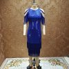 Sexy Elegant Women Sequin Short Sleeve Tassel Bodycon Midi Dress Party Evening Gown Formal Dress